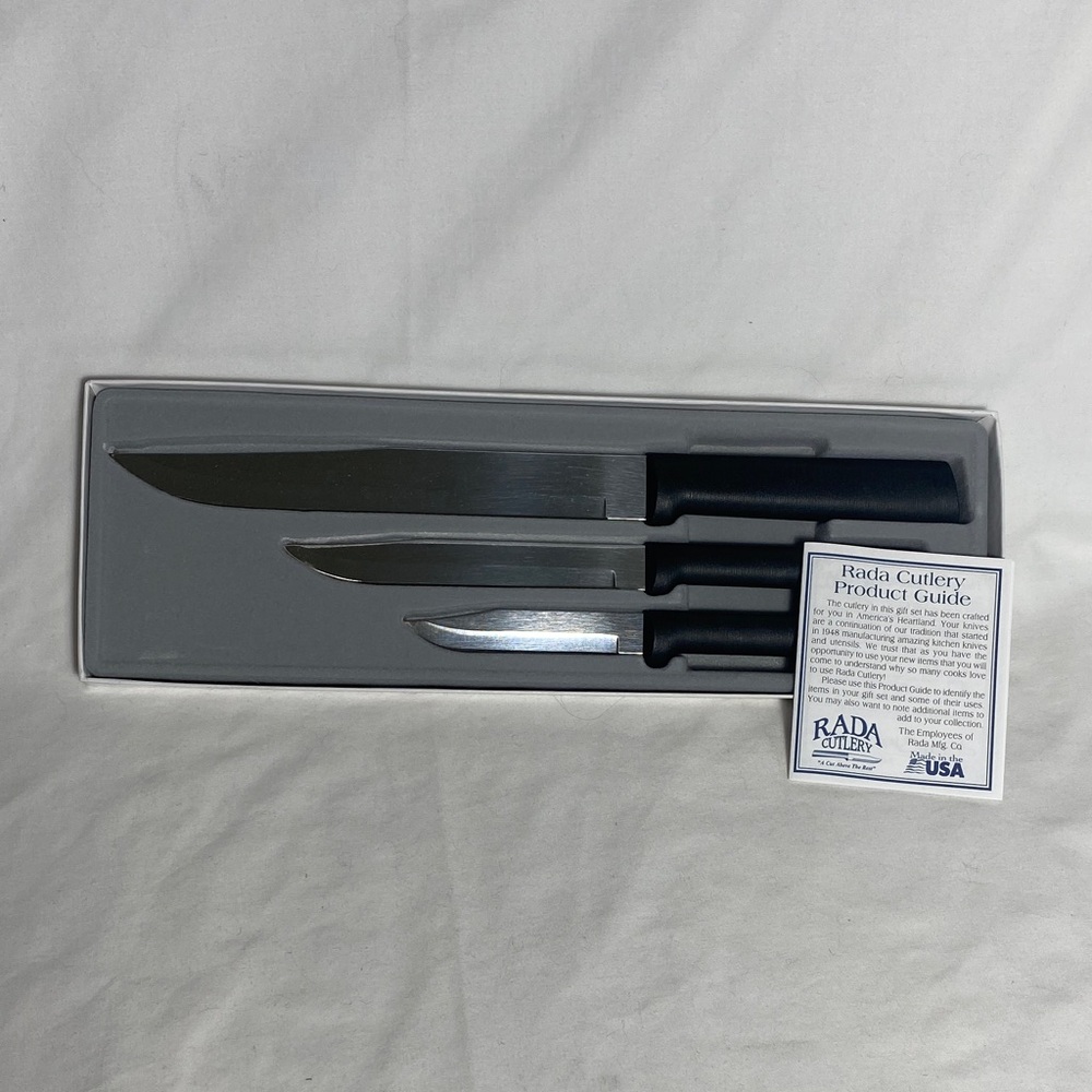 Rada 3-piece Knife Set with Black Resin Handles - Made in USA - NWT from 2010’s